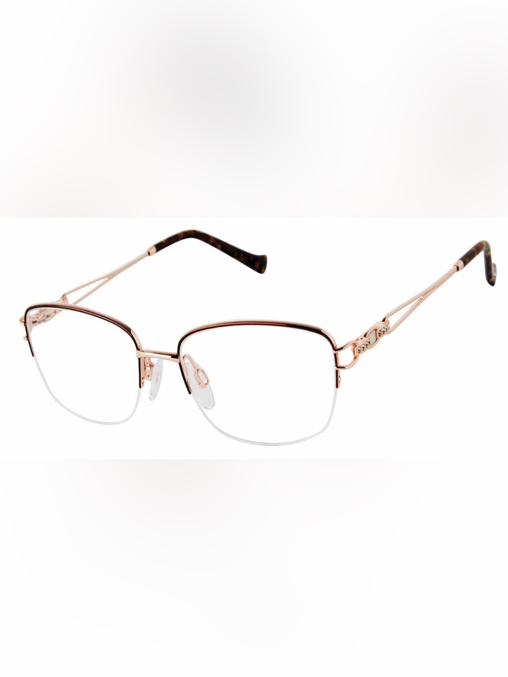 Tura R146 Rose Gold Brown Eyeglass Frames Prescription Glasses